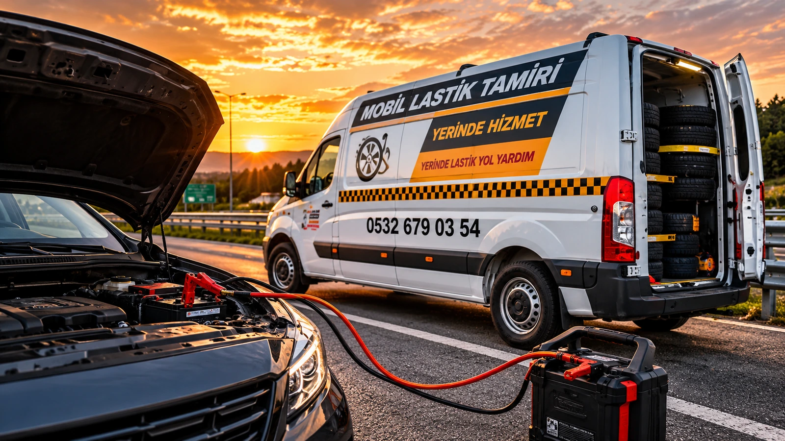 Mobil ekibin yerinde akü takviyesi yapması